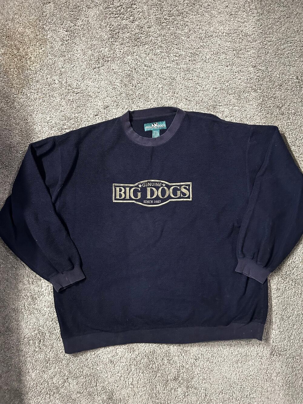 Vintage Big Dogs Sweatshirt Mens Navy Blue Fleece Crewneck